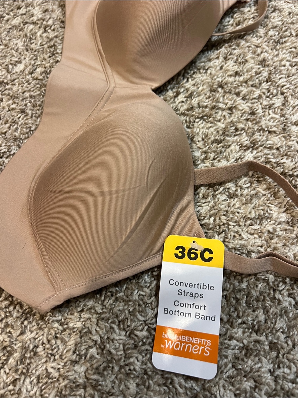 NWT! Warner's Convertible Straps & Comfort Bottom Band Nude T-Shirt Bra 36C - Picture 2 of 8
